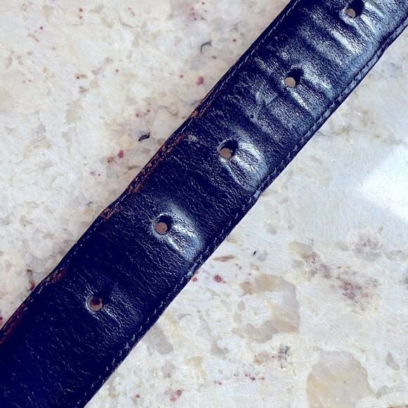 Vintage Coach USA Buckle Brass Leather 1” wide Belt BLK sz 34 - Picture 7 of 12